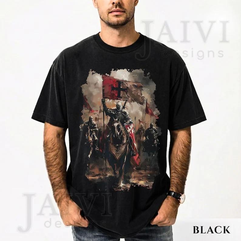 Knights Templar Crusader T-Shirt: Vintage Medieval Knight S