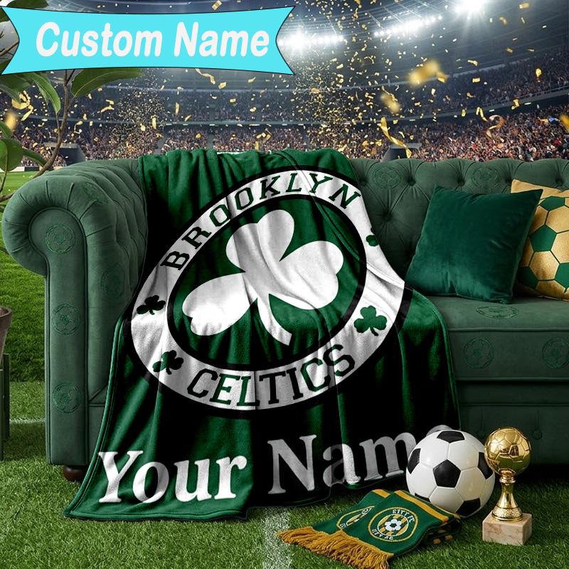 Custom Name Blanket Boston Basketball Blanket Bedding Blanket for Travel, Camping, Living Rooms, Offices, Sofas, Fan Christmas Gift