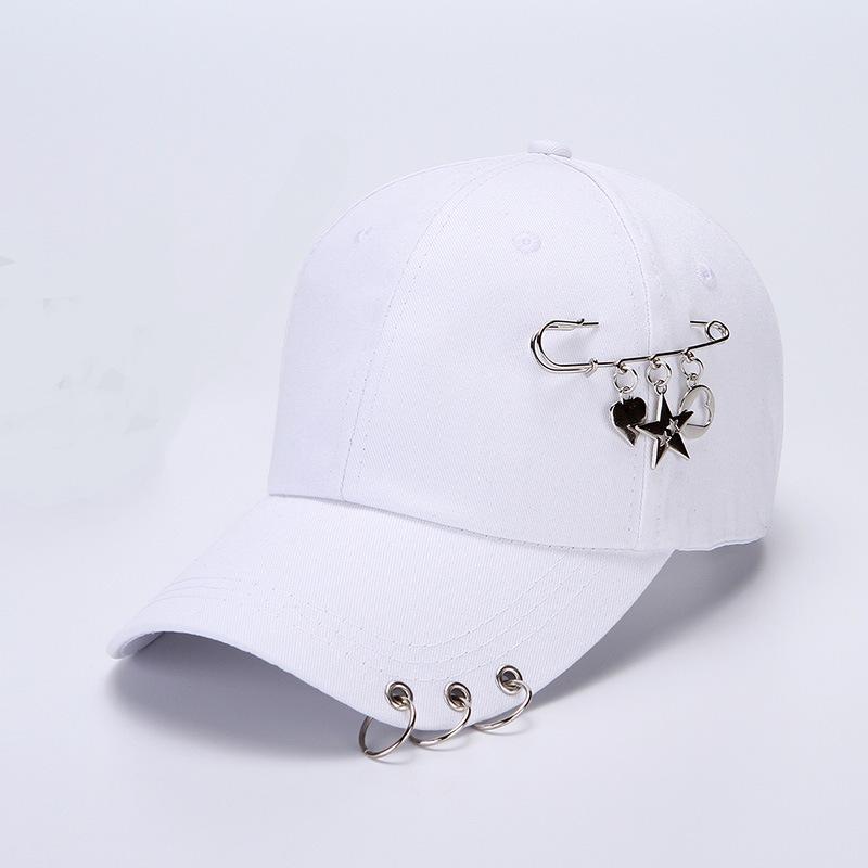 Hip Hop Baseball Cap with Ring Snapback Cap Women Men Trucker Hats Visors Adjustable Vintage Iron Chain Outdoor Hats Dad Cap