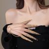 Gothic Punk Hollow Finger Ring Link Chain Flower Bracelet for Women Punk Gold Color Cuban Chain Hand Vintage Jewelry Party
