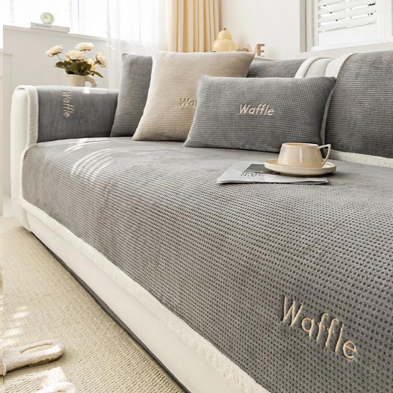 Nytt Broderi Bokstav Sofatrekk Plysj Pute Sofapute Moderne Fortykket Sklisikker Sofapute Høst Vinter Sofatrekk