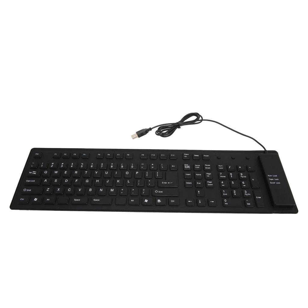 109 Keys Foldable Silicone Keyboard Quiet Waterproof Dustproof USB Wired Flexible Keyboard for Desktop Laptop Home