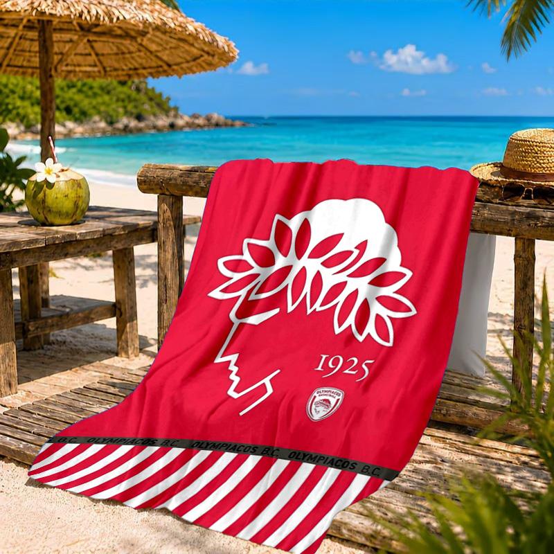 Olympiacos Fc: Serviette de plage Fierté Rouge et Noire, Séchage Rapide, Facile d'Entretien, Convient aux Vacances Fitness et Plage, Essentiel Sportif
