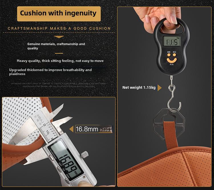 Universal Single Piece Cowhide Car Leather Seat Cushion - Non-slip Breathable Heightening Design for All Seasons