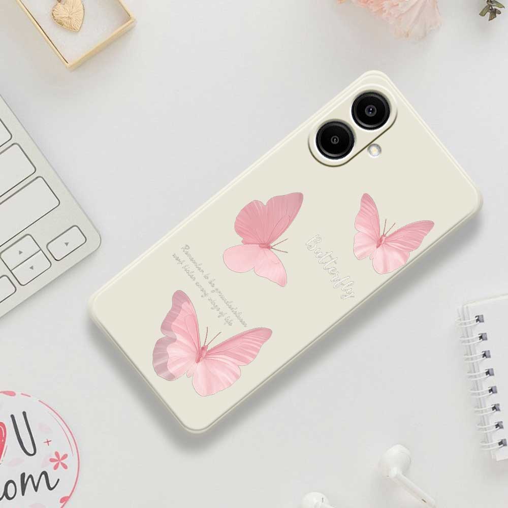 Für Samsung Galaxy A07 4G Hülle Schmetterlingsmuster Druck Gerade Kante TPU Handy-Rückseite