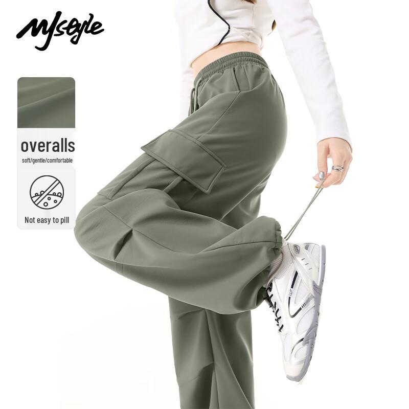 MJ STYLE Women's Winter Fleece-Lined Straight-Leg Cargo Pants