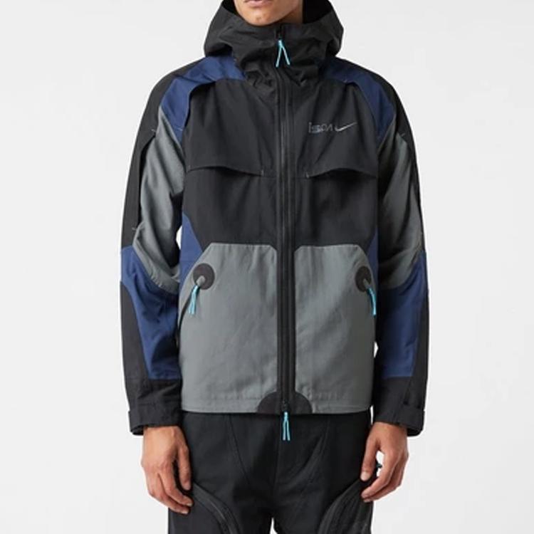 Nike ISPA Series FW23 Gore-Tex Waterproof Spliced Contrast Hooded Jacket Unisex Outerwear Black FB2370-010
