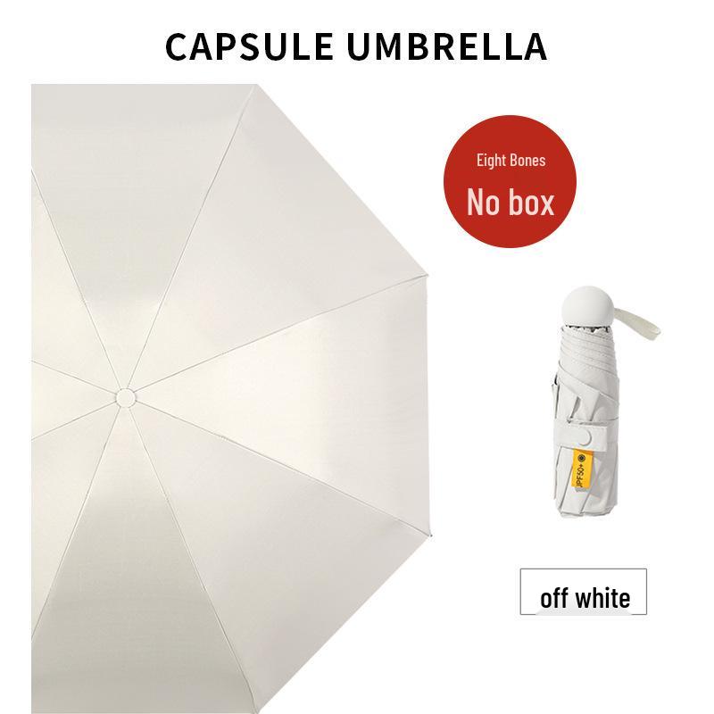 Jieguo Anti-UV Flat Handle Black Sun Umbrella - Solid Color Five-fold Design