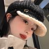 Plush Beret for Women in Autumn and Winter To Keep Warm and Show Face Small Octagonal Hat  Large Head Circumference  Fashionable Peaked Hat