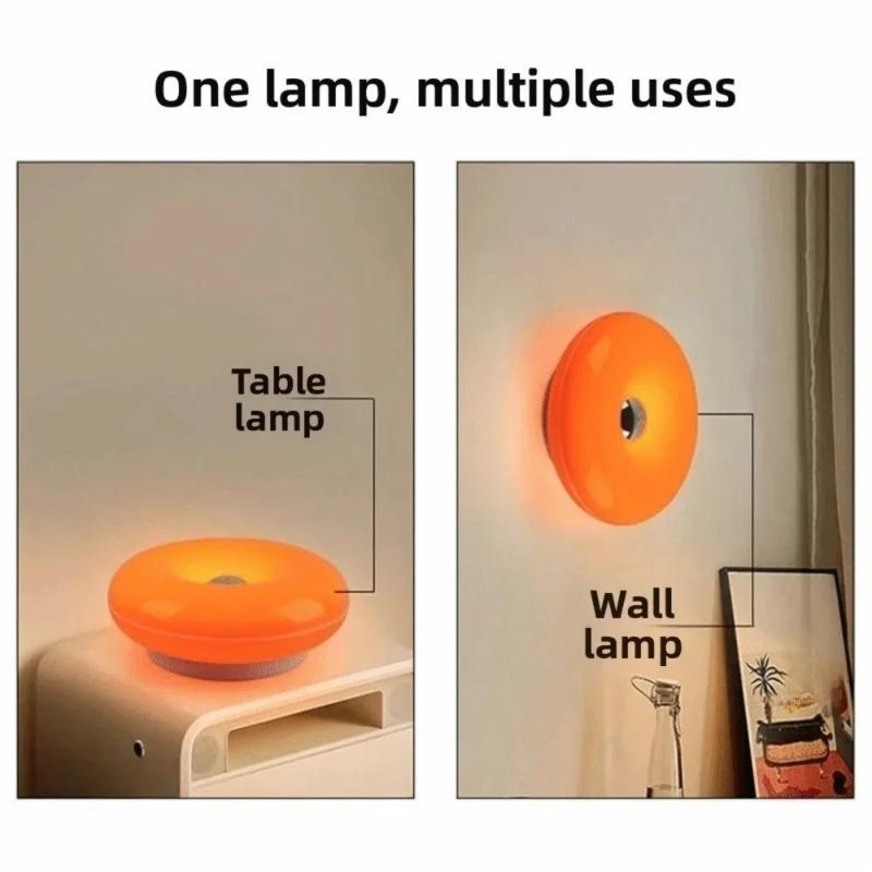 Tricolor Lighting Plastic Donut Wall Lamp Modern Energy Saving Touch Switch Lamp Dimmable USB Plug Desk Lamp Bedroom