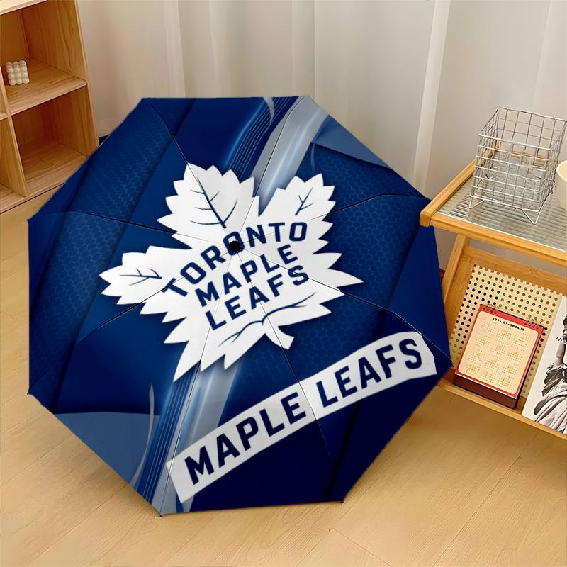 Toronto Maple Leafs Print Auto 8?Ribs Folding Umbrella Wind Resistant Lightweight Automatic Umbrella For Daily Travel