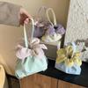 Sweet Polka Dot Tote Bag Bow Printed Storage Bag Cute Flower Drawstring Handbag College