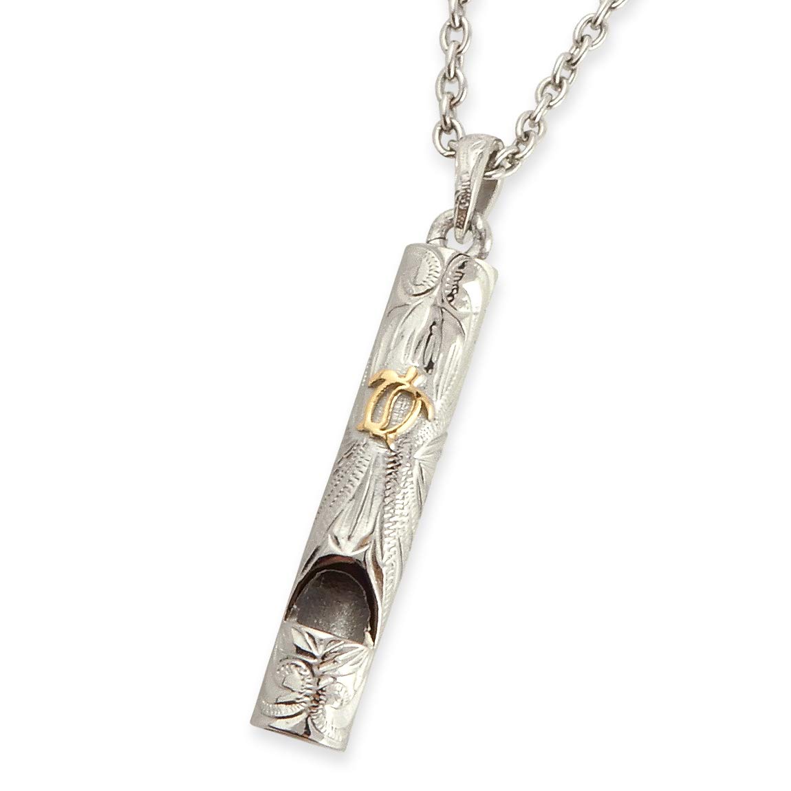 

Hawaiian Jewelry Necklace Surgical Stainless Steel Stick Honu Yellow Gold Azuki Chain Steel Width 40cm [Aloha lokahi] Whistle-Shaped (Stainless 2mm)