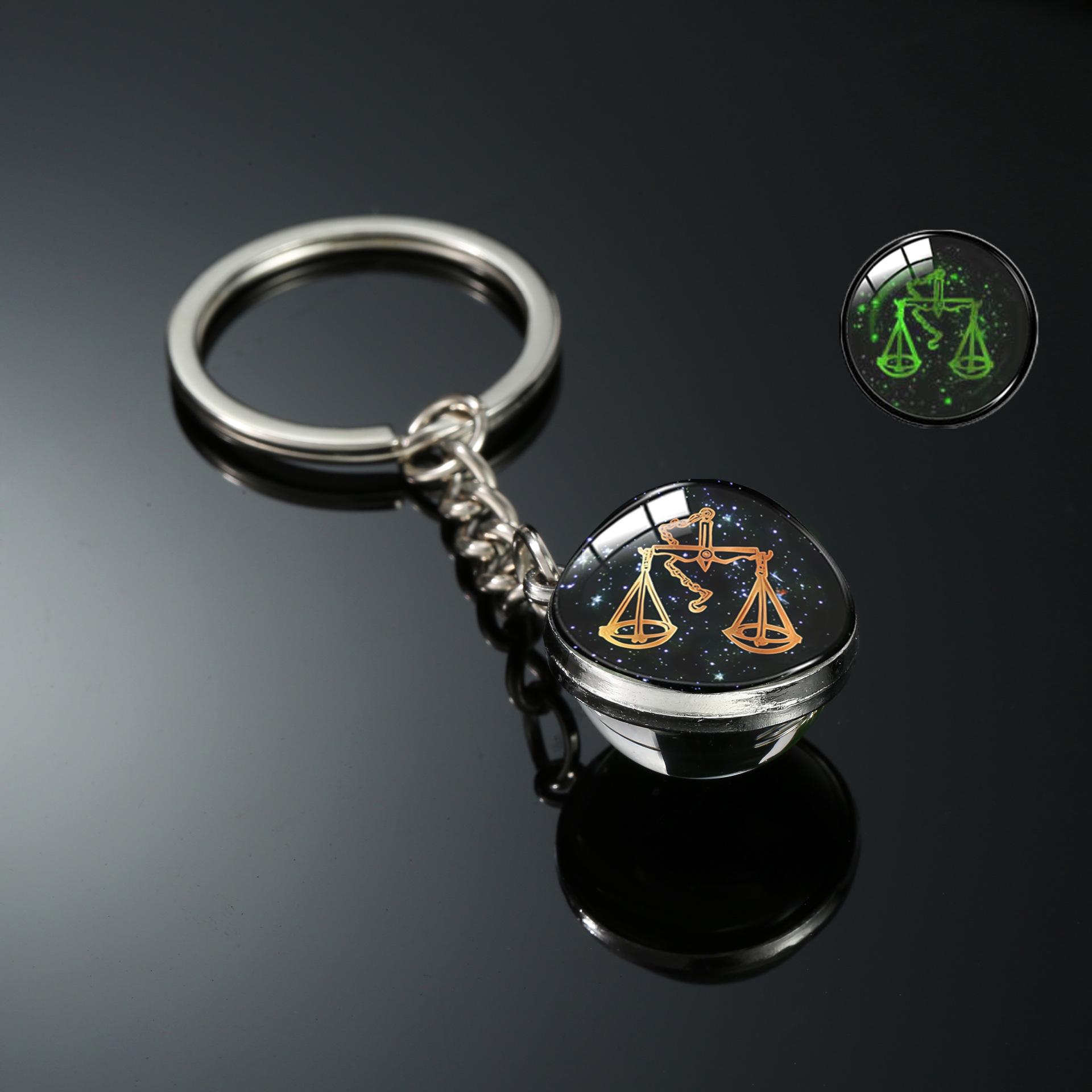 Starry Sky Constellation Keychain: Double-Sided Glass Sphere Pendant for Backpack