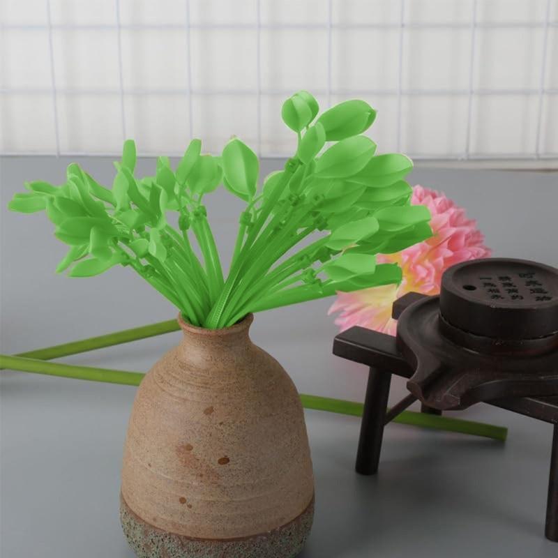 Blattform Grüne Nylon-Kabelbinder für Gartenpflanzenstütze und Dekoration Wiederverwendbar Wetterfest für Innen- und Außeneinsatz