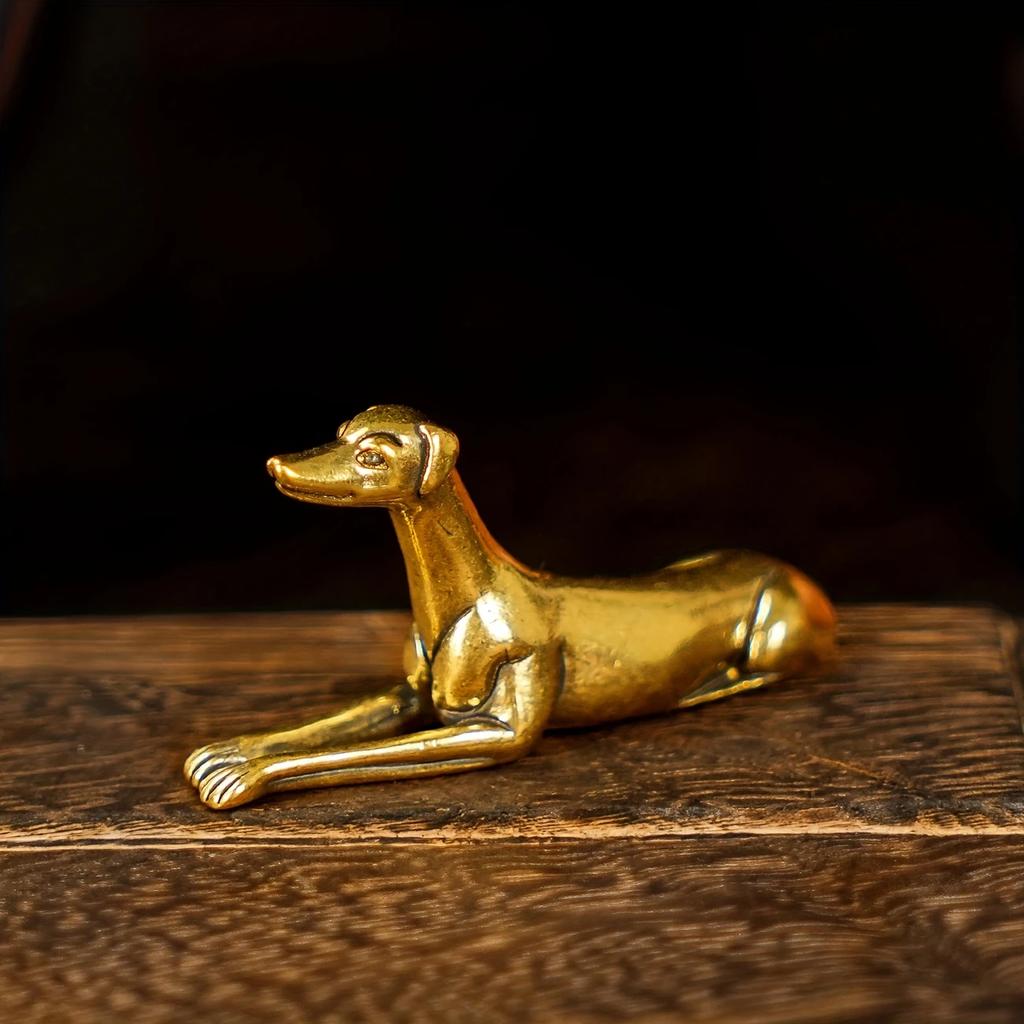 1 Vintage Čistá mosaz Štíhlá figurka psa - Elegantní dekorace na stůl & Sběratelský předmět pro milovníky zvířat - Složitá měděná řemeslná práce