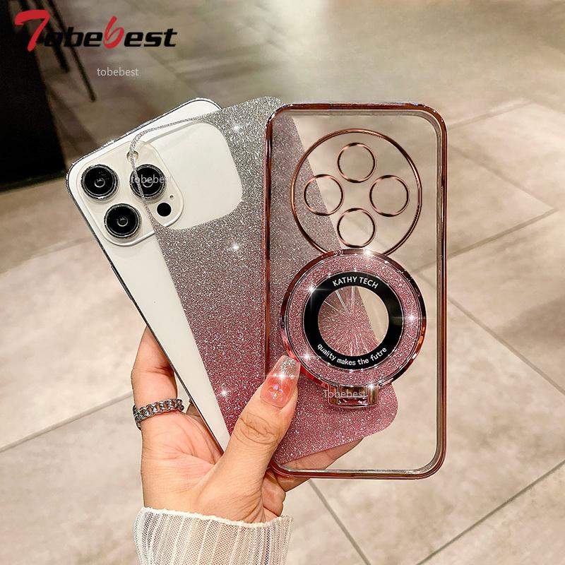 Glitter Plating Magnetic Holder Phone Case For Xiaomi POCO M7 F7 Pro Ultra 5G Soft Silicone Cover