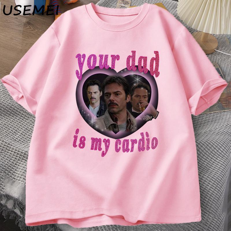 Your Dad Is My Cardio Tshirt Daddy Swan Tee Shirt Unisex Women Graphic Printed Tshirt Crewneck Loose Tops Fashion Clothes
