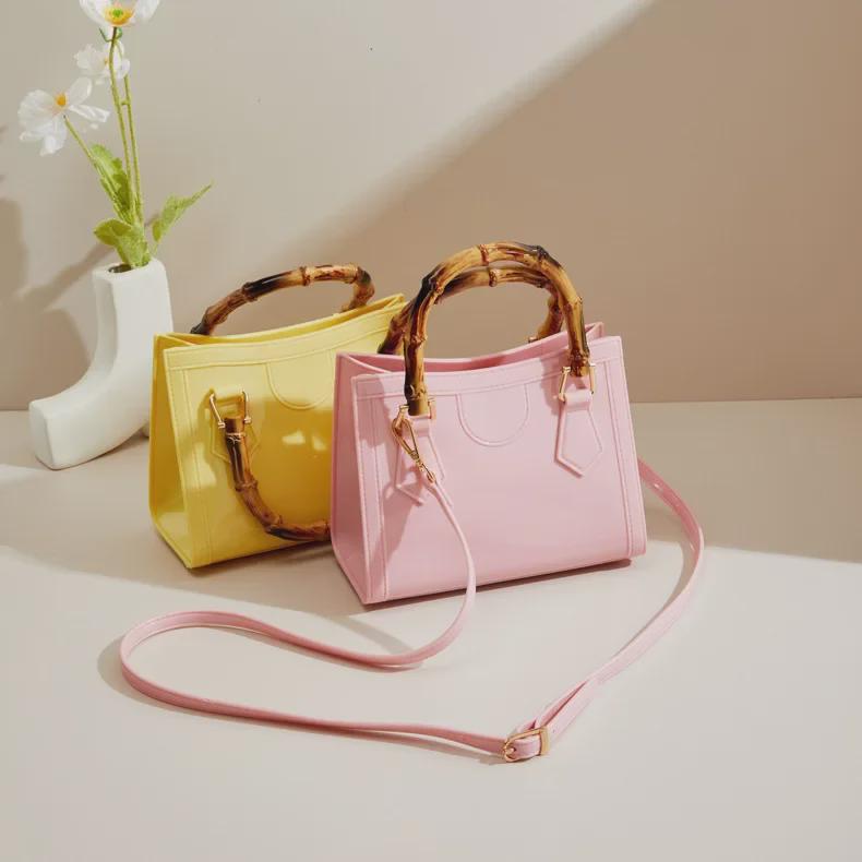 Bohao Bamboo PVC Square Barbie Jelly Crossbody: Stylish, Versatile, Dirt-Resistant, and Easy-to-Clean Summer Women's Evening Bag.
