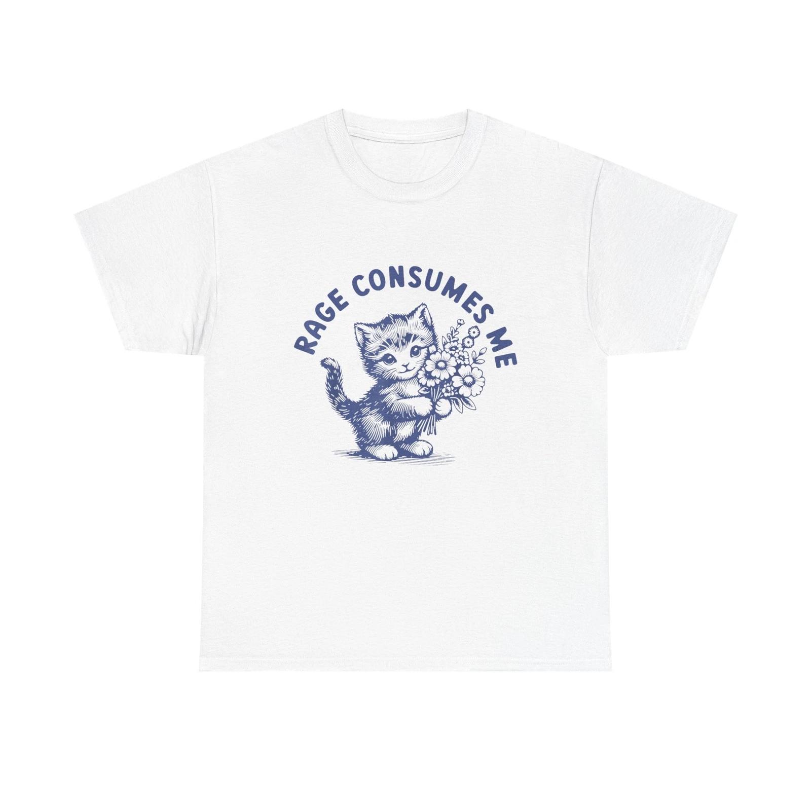 Rage Consumes Me Cat Flower Shirt, Kitty Cat Meme Cute T shirt 2XL