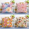 Full Print Floral Print Pattern Pillow Case Anti-dustmite Pillowcase Invisible zipper silky short plush Sofa cushion cover