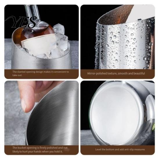 Enfriador de Champán Cubo de Hielo de Acero Inoxidable, Resistente para Vino con Boca Inclinada de Papelera de Escritorio, Espesado para Cerveza Multiusos para Bar KTV Multifunción
