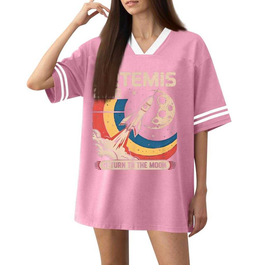 Women's Fashion Short-Sleeved V-Neck Printed Sports T-Shirt