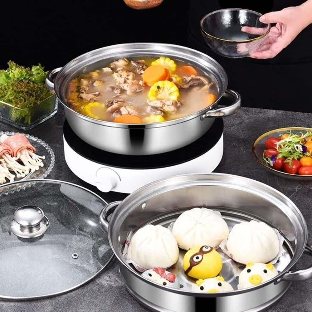 Tempered Glass Lid Steaming Cookware Fish/Soup/Hot Pot Double Boilers  Household
