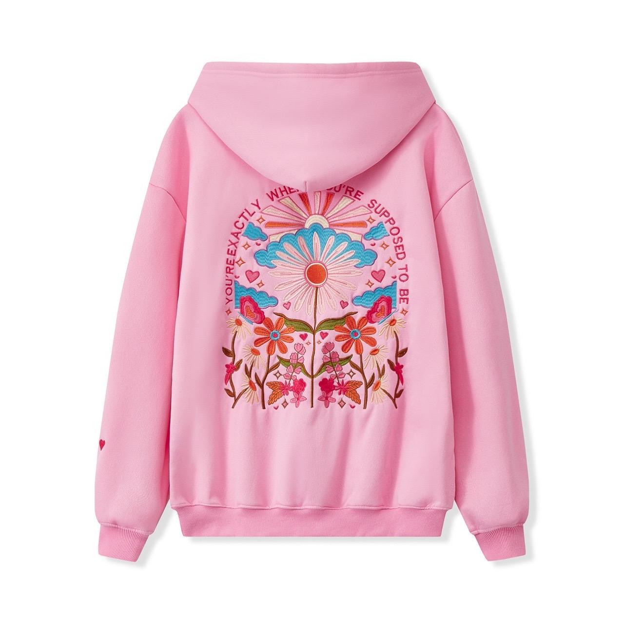 

Жіночий худі BeatStreet Y2K з квітковою вишивкою літер, затишний стильний вільний світшот з довгим рукавом та кишенею-кенгуру S