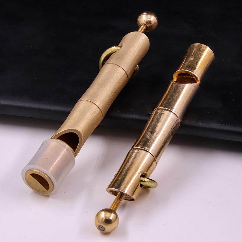 Brass Bamboo Joint Metal Whistle - Survival Tool & Children's Toy Gift