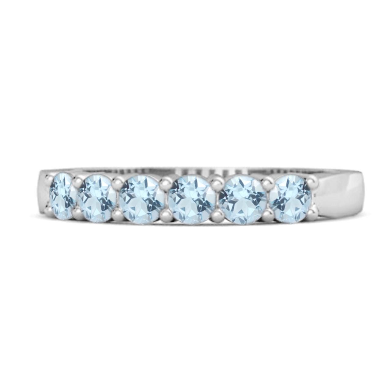 

Blue Topaz Half Eternity Band Ring – 925 Sterling Silver 6.5 біле золото кольору