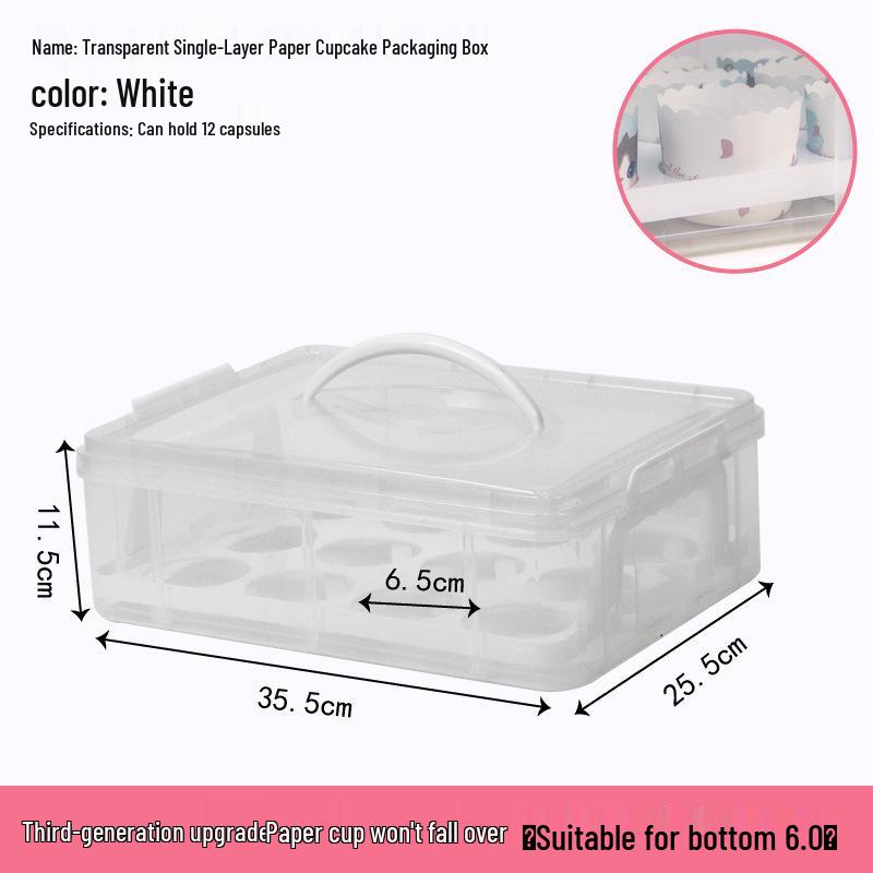 Transparent Cupcake Muffin Transport Box with Handle