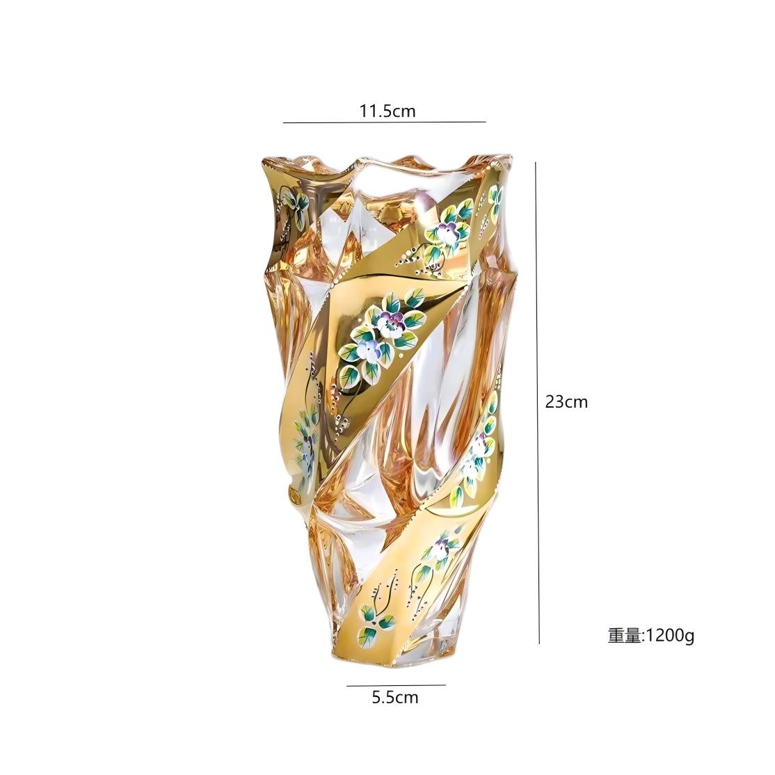 Bohemian Crystal Glass Vase Transparent Luxury Home Decor for Living Room Flower Arrangement