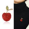 Fashion Rhinestone Little Apple Brooches For Women Clothes Coat Jewelry Accessries Gift