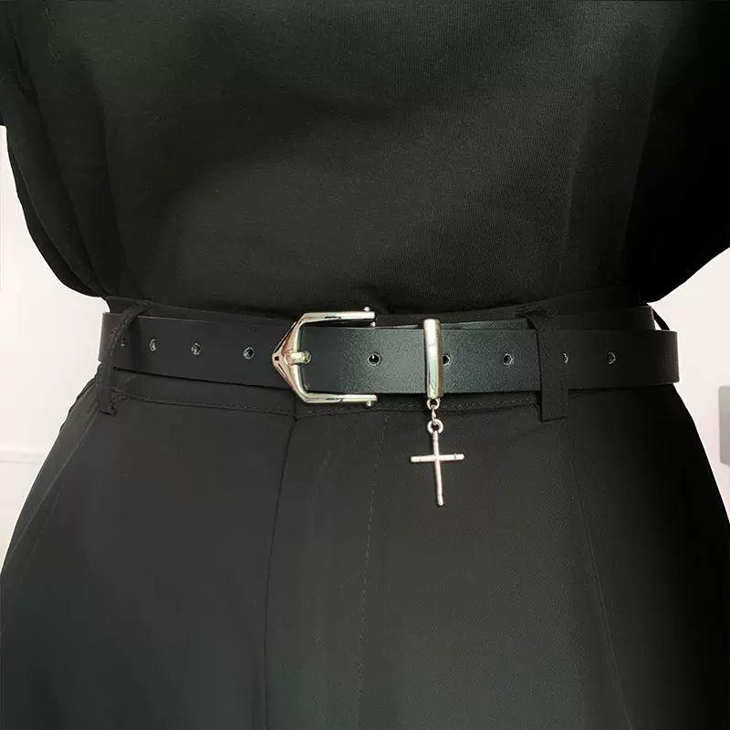Denim Black Sleek Belt For Fashionforward Young Adults Korean Inspired Simple Accessory Ideal For Looks Casual