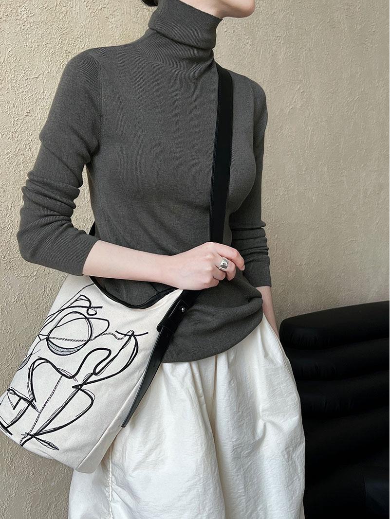 

Женский вязаный свитер Luxi Multi-Color High Neck - Коллекция Осень 2024 (Стиль SS592) One Size темно-серого