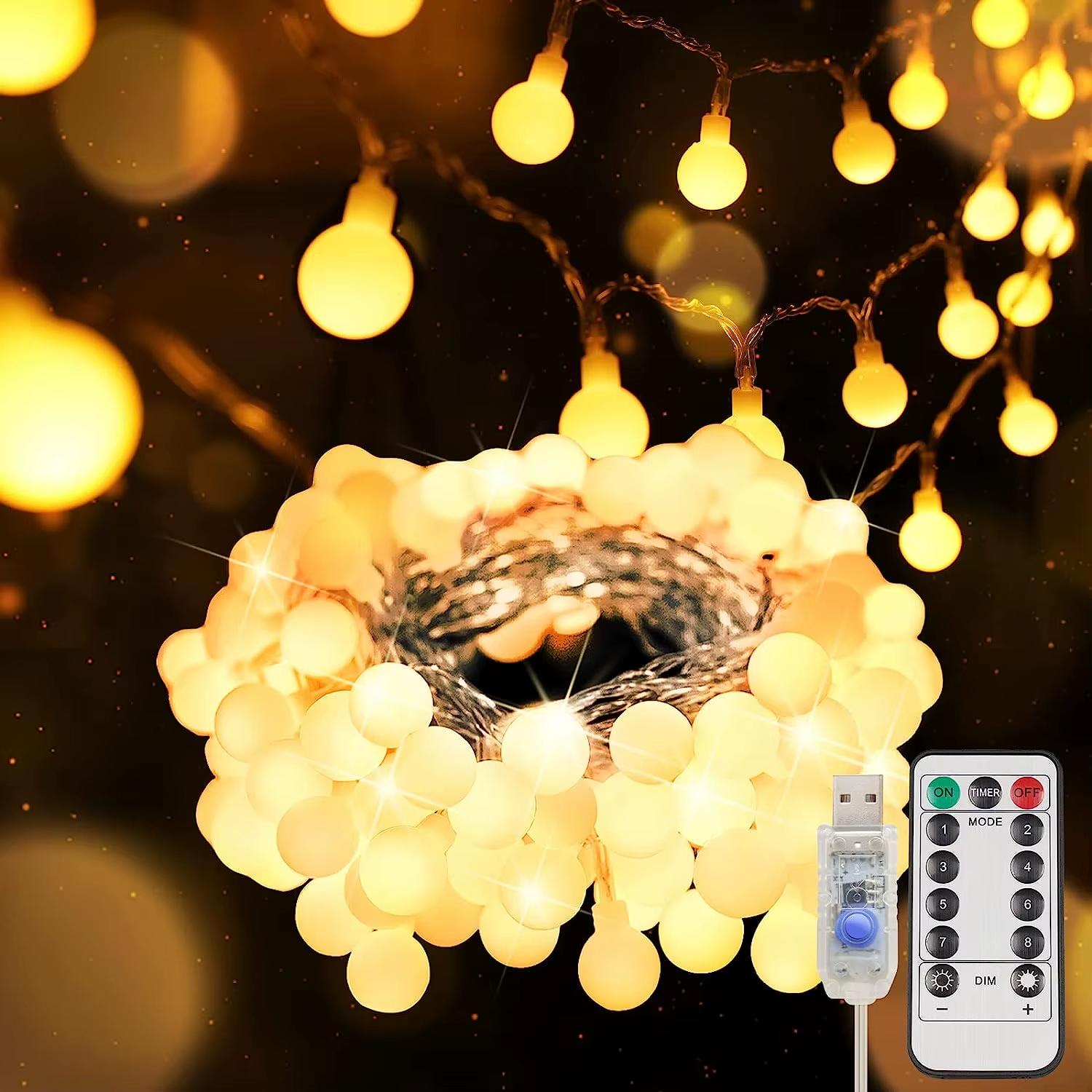 

LED Small Ball String Light Outdoor Camping Wedding Garden Room Decoration Glowing White Transparent Small Ball Fairy Lights 6M