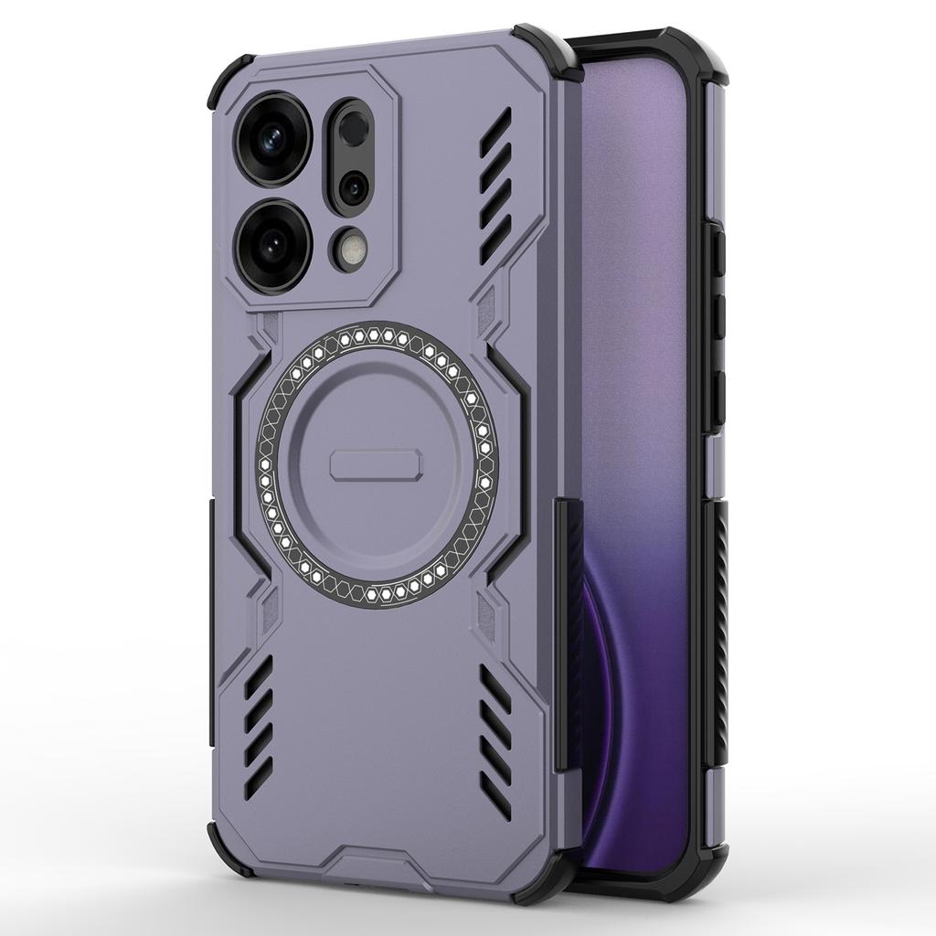 For Oppo Reno14 5G (Global) Magnetic Case Butterfly Armor Hollow Heat Dissipation PC+TPU Phone Cover