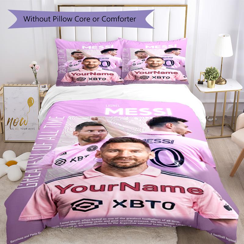Messi Personalized Text Bed CoverBed Design for Living Rooms Soft Bedding Custom Room Decor Birthday/Christmas GiftSpiritual Gift