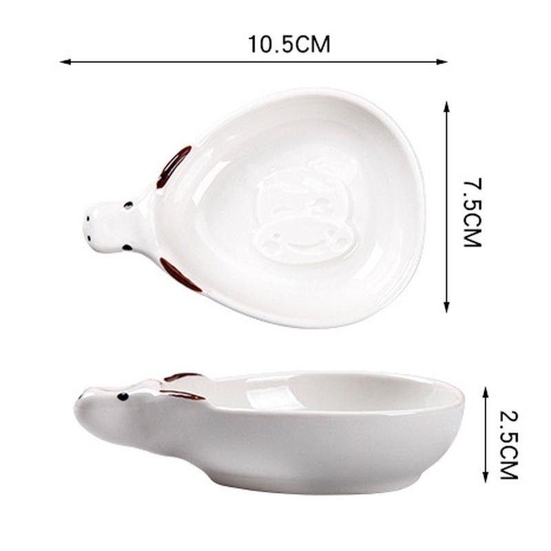 Embossed Cartoon Small Saucer Ceramic Seasoning Dish Korean Calf Dipping Dish Home Creative Cute Sauce Plate Kitchen Tableware