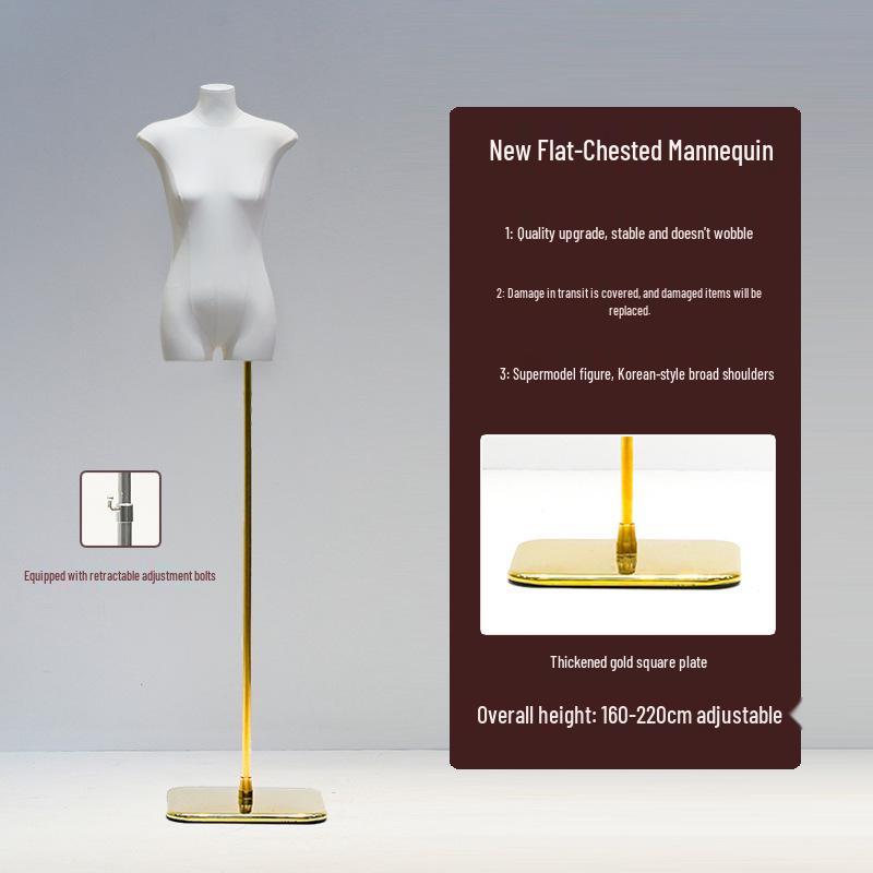 Korean Style Flat Body Female Mannequin with Wide Shoulders for Women's Clothing Display