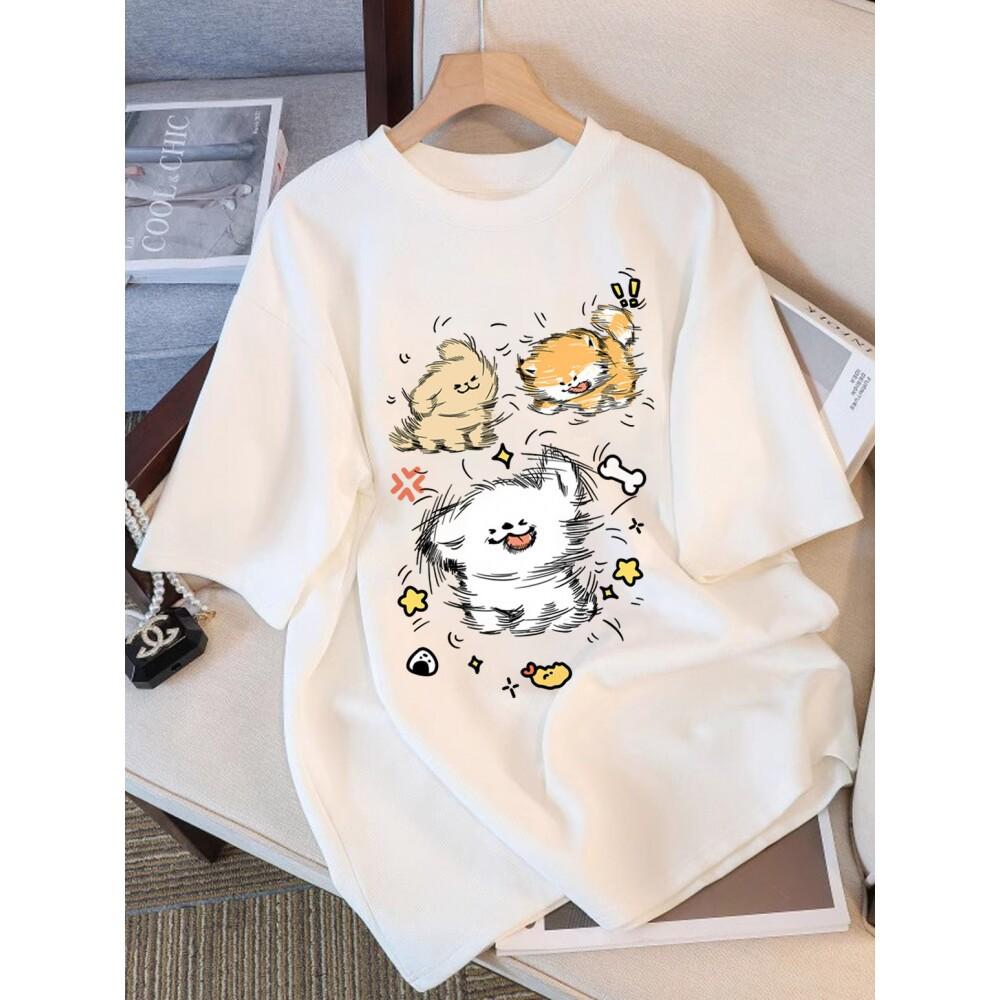 Pure cotton black short-sleeved women's t-shirt new popular summer unique design niche top loose t-shirt