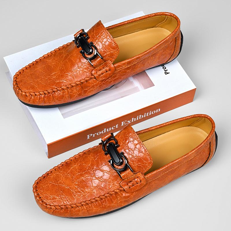 Fashion Stylish Men Loafers Handmade Casual Leather Footwear All-match Male Business Flats Outdoor Soft Slip on Shoes Travel Moccasins