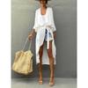 Damen Sonnencreme Cardigan aus menschlicher Baumwolle, Bikini-Überzug, Badeanzug, äußere Sonnenschutzbekleidung, Strandurlaubskleider