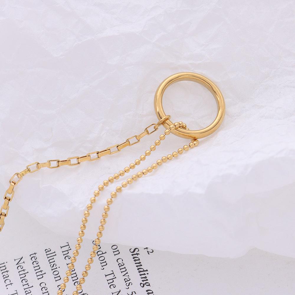 18 Karat Gold Geometrischer Kreis Doppelkette Halskette - Europäischer & Amerikanischer Stil