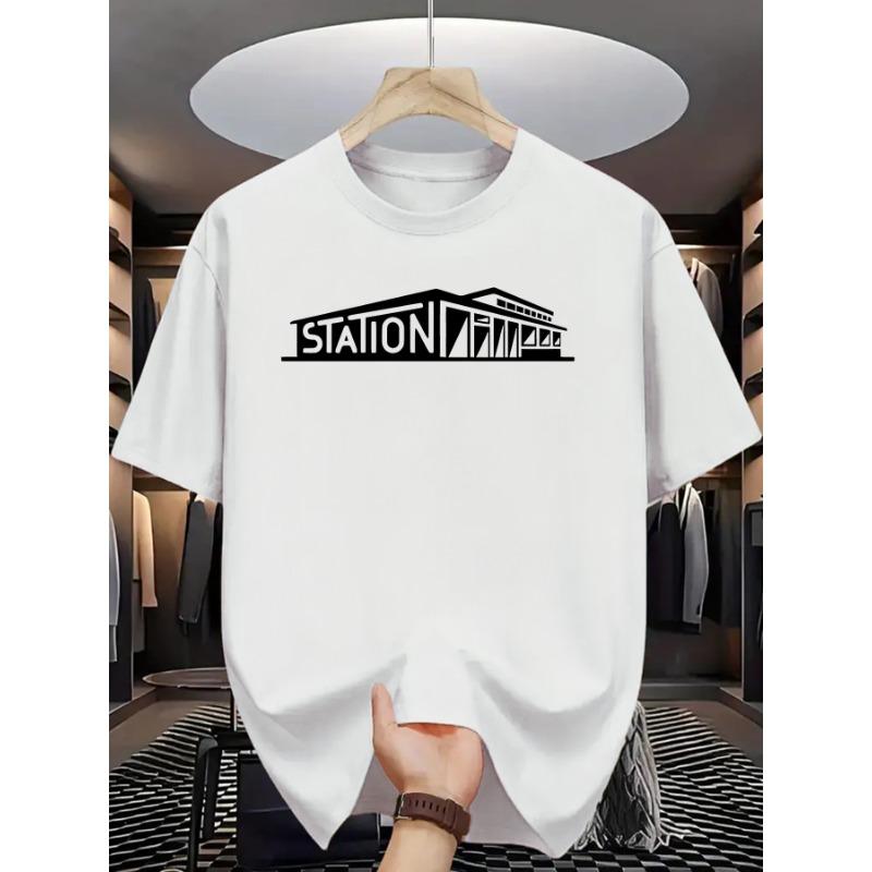 

European sizes Summer Men S Fashion Short-Sleeve T-Shirt with Letter Pattern Print 4XL білий