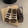 Roma Flat Sandals For Women Summer Fashion Pu Hollow Out Beach Shoes