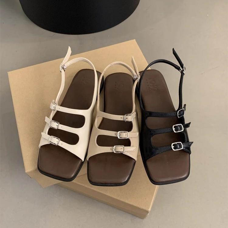 Roma Flat Sandals For Women Summer Fashion Pu Hollow Out Beach Shoes