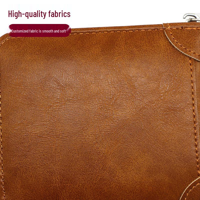 MenBense Men's Retro Zipper Wallet: Fashionable, Short, Large Capacity, Multi-Card Slots.