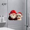 Holiday Atmosphere Wall Decals Christmas Santa Claus & Cat Static Window Clings, PVC Waterproof Glass Stickers, Decorative for Home Doors Store